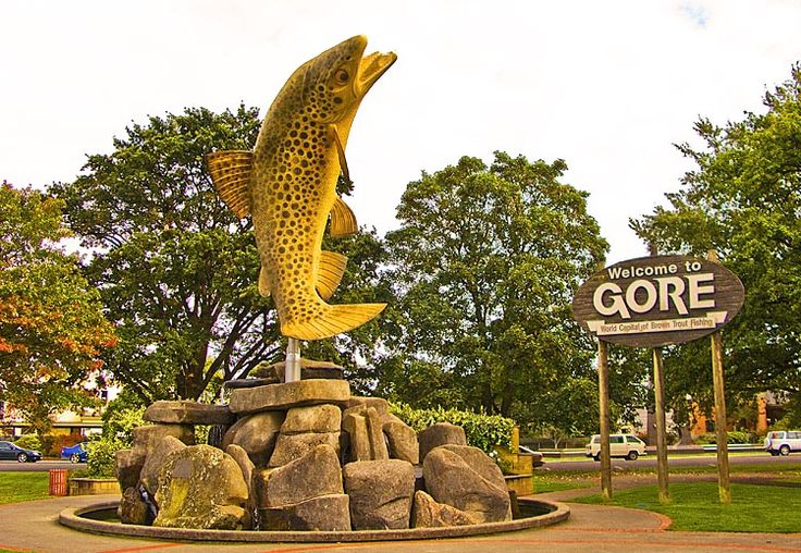 gore; southland;trout monument at gore